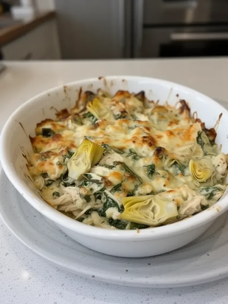 Healthy Spinach Artichoke Chicken Casserole