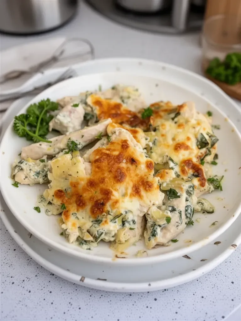 High Protein Spinach Artichoke Chicken