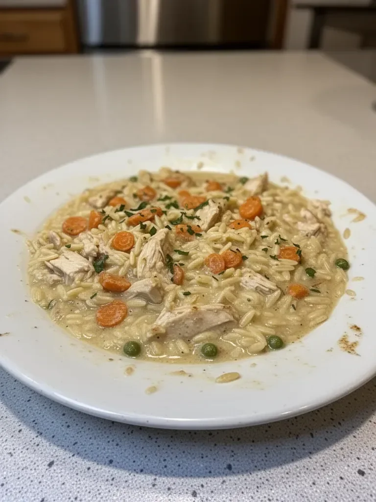 Indulge in Creamy Chicken Pot Pie Orzo for a Cozy Dinner
