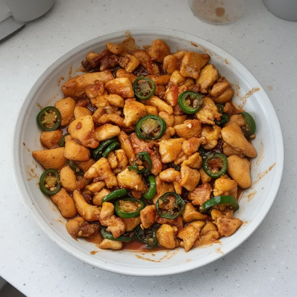 Spicy Jalapeno Chicken dish garnished with fresh herbs