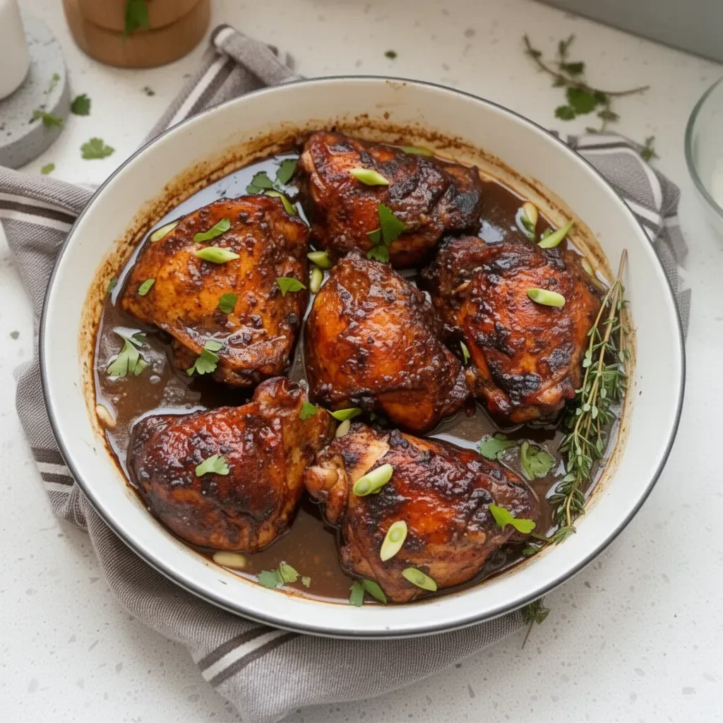 Delicious homemade jerk chicken cooked in a crockpot