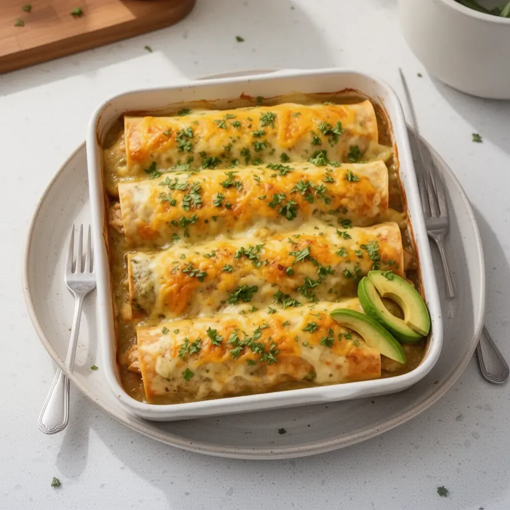 Joanna Gaines Chicken Enchiladas served with fresh toppings