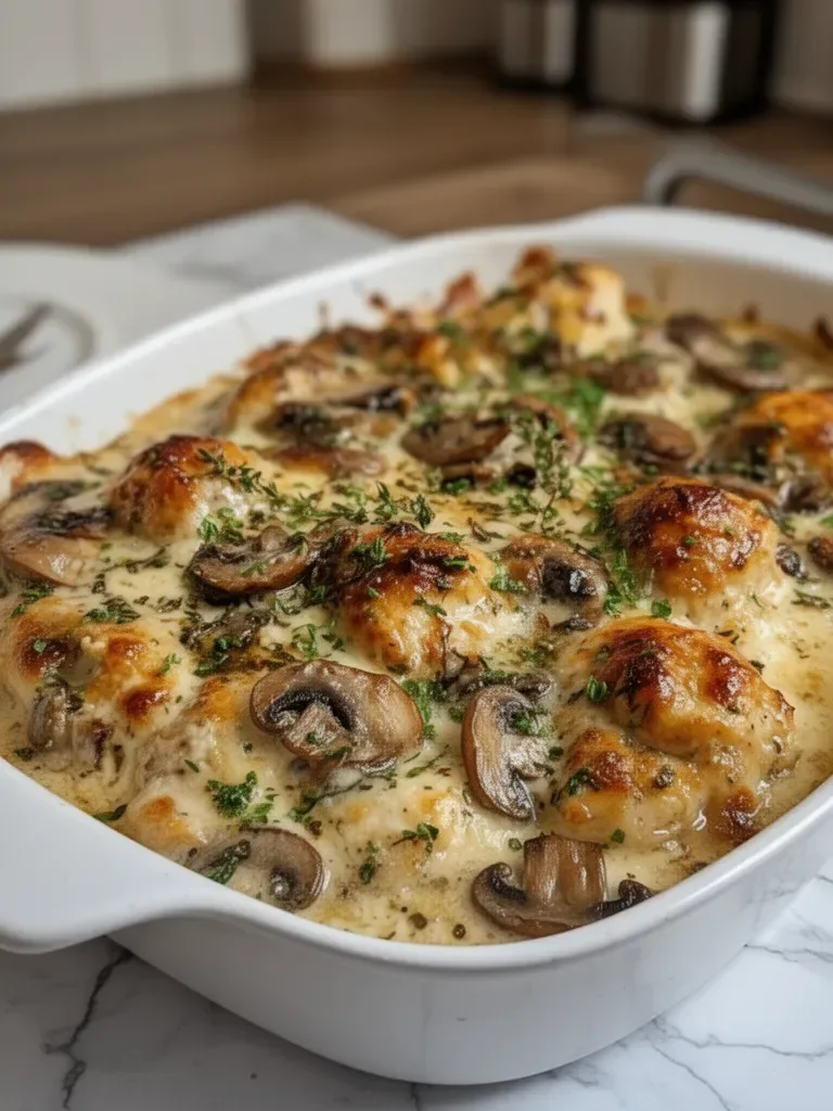 Keto Garlic Mushroom Chicken Casserole