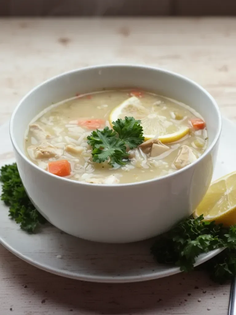 Low-Fat Greek Lemon Chicken & Rice Soup