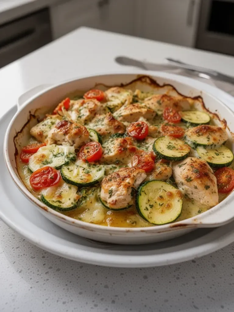 Mediterranean Chicken Zucchini Bake