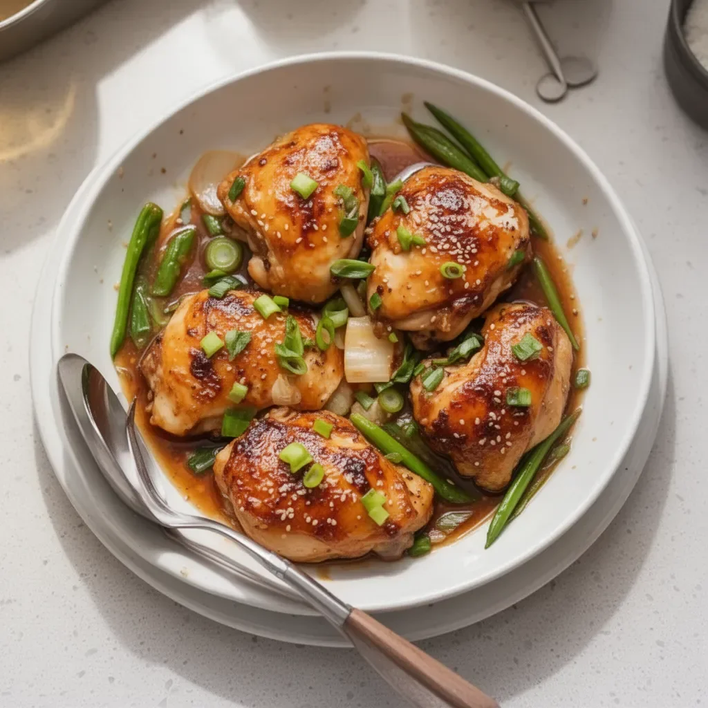 Delicious plate of miso-butter chicken served with fresh vegetables