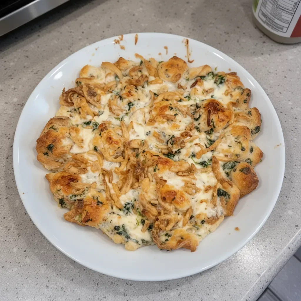 Baked Monterey Chicken Bubble Up served on a plate with fresh vegetables