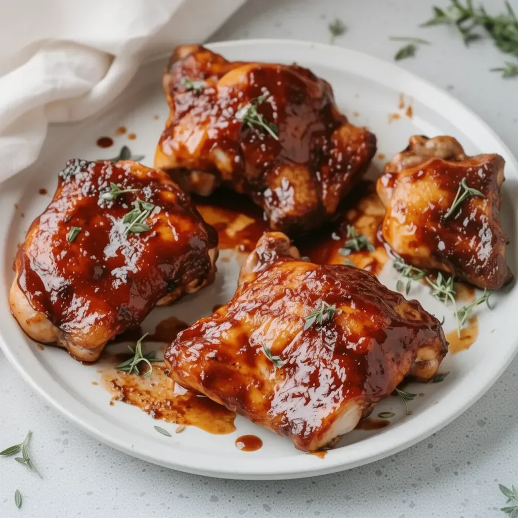 Delicious oven baked BBQ chicken served with sides