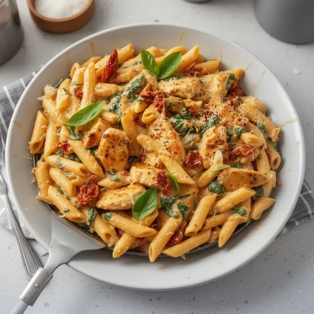 Delicious Parmesan Marry Me Chicken Pasta served in a bowl