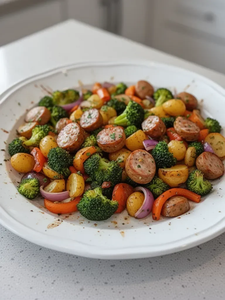 Roasted Veggie and Chicken Sausage Sheet