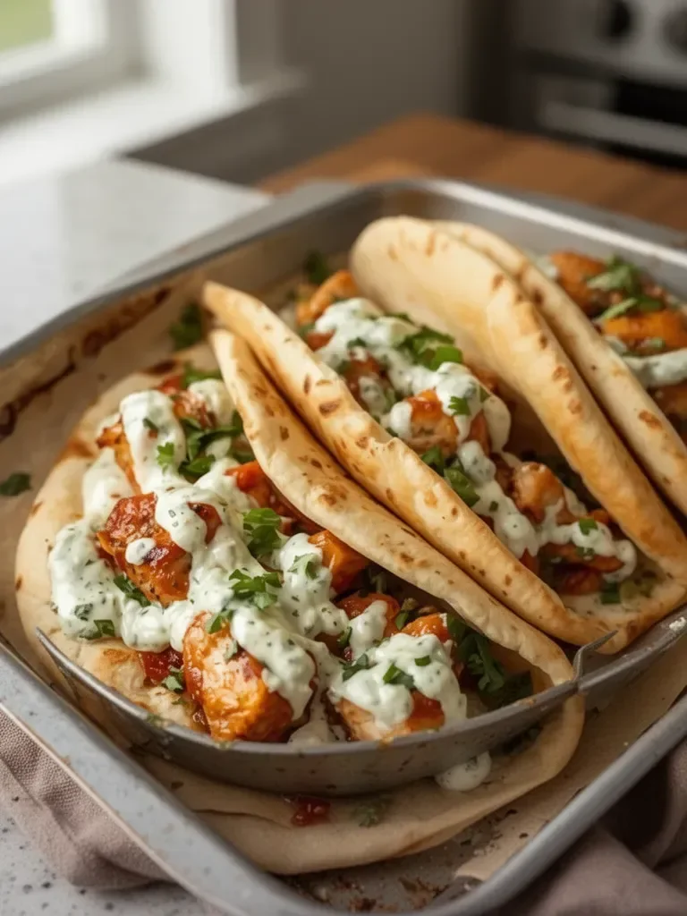 Sheet Pan Chicken Pitas with Herby Ranch Recipe