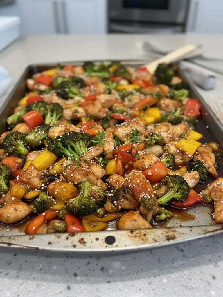Sheet Pan Teriyaki Ginger Sesame Chicken & Broccoli