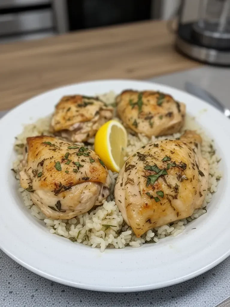 Slow Cooker Lemon Herb Chicken and Rice