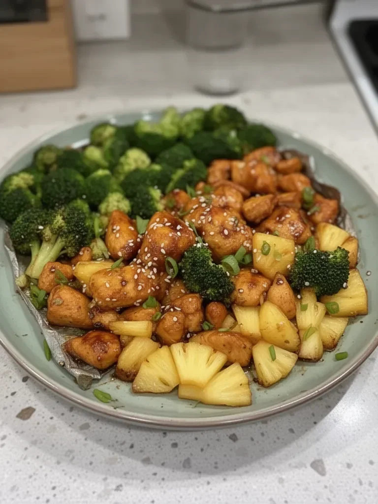 Sweet Sheet Pan Pineapple Chicken and Broccoli - thegirlskitchen