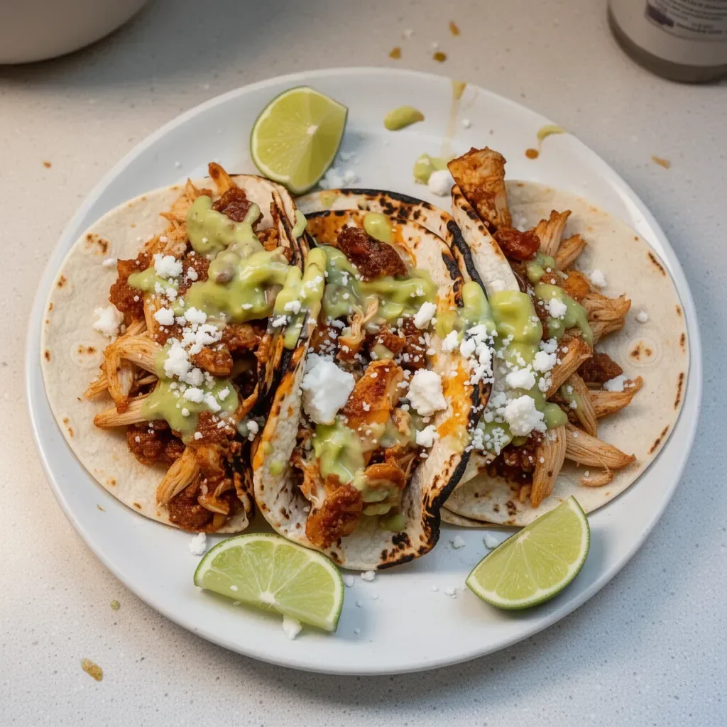 Delicious taqueria-style chicken taco with vibrant toppings