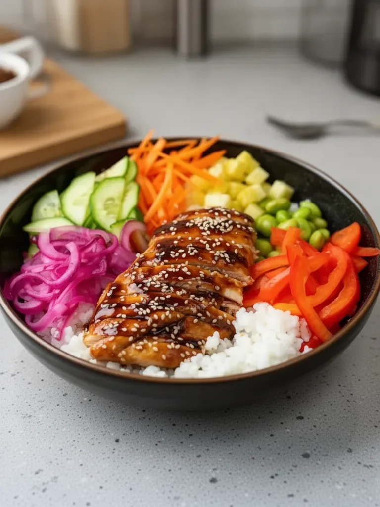 Teriyaki Chicken Poke Bowls