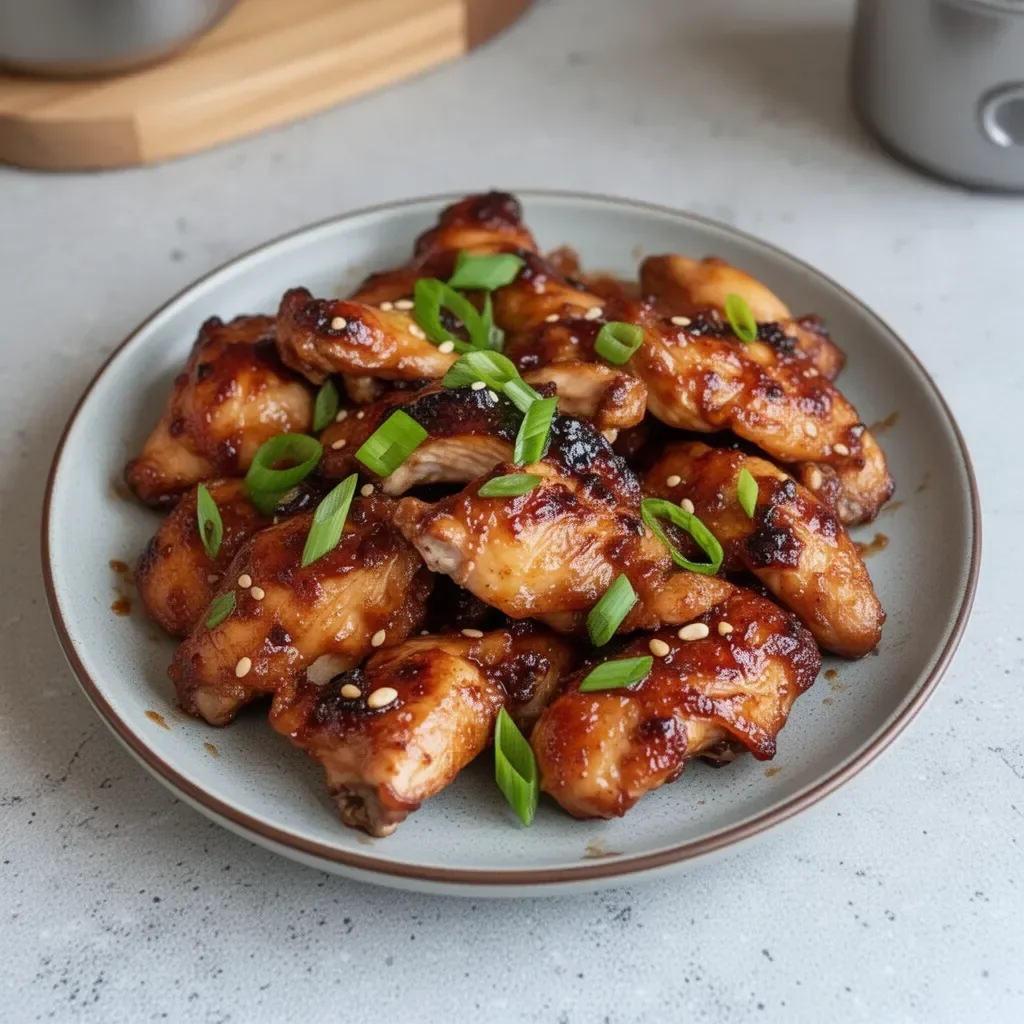 Air Fryer Chicken Bulgogi served with vegetables and rice on a plate