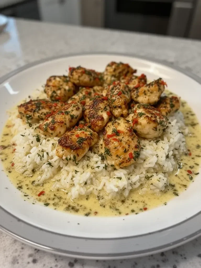 Chicken Scampi with Creamy Garlic Parmesan Rice