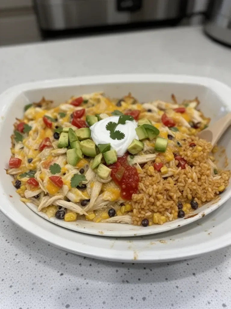 Creamy Mexican Rice & Chicken Dinner Casserole