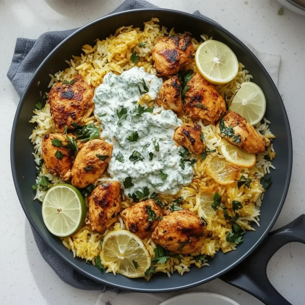 Dump and Bake Chicken Tzatziki Rice recipe for easy weeknight dinners