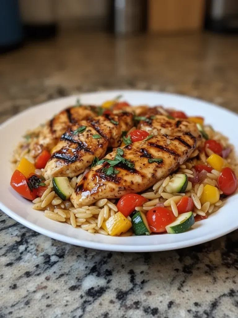 Easy Balsamic Chicken & Veggie Orzo