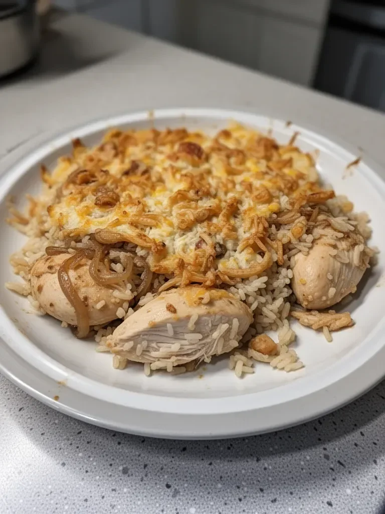 French Onion Chicken and Rice Bake