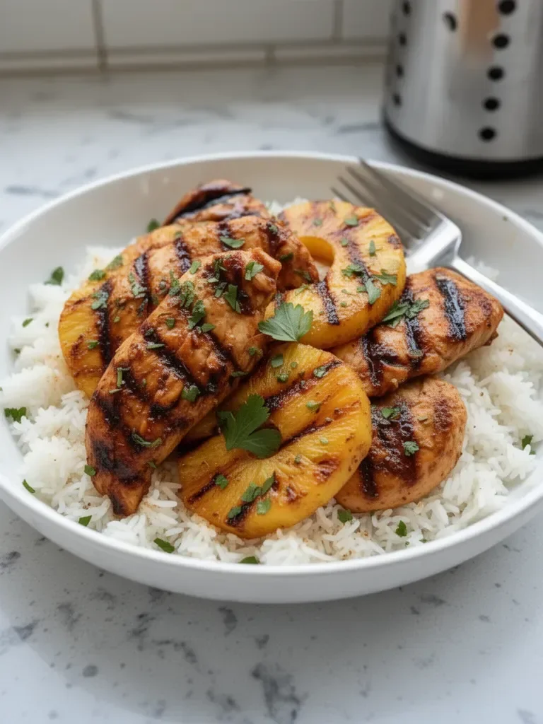 Hawaiian Chicken with Pineapple and Coconut Rice
