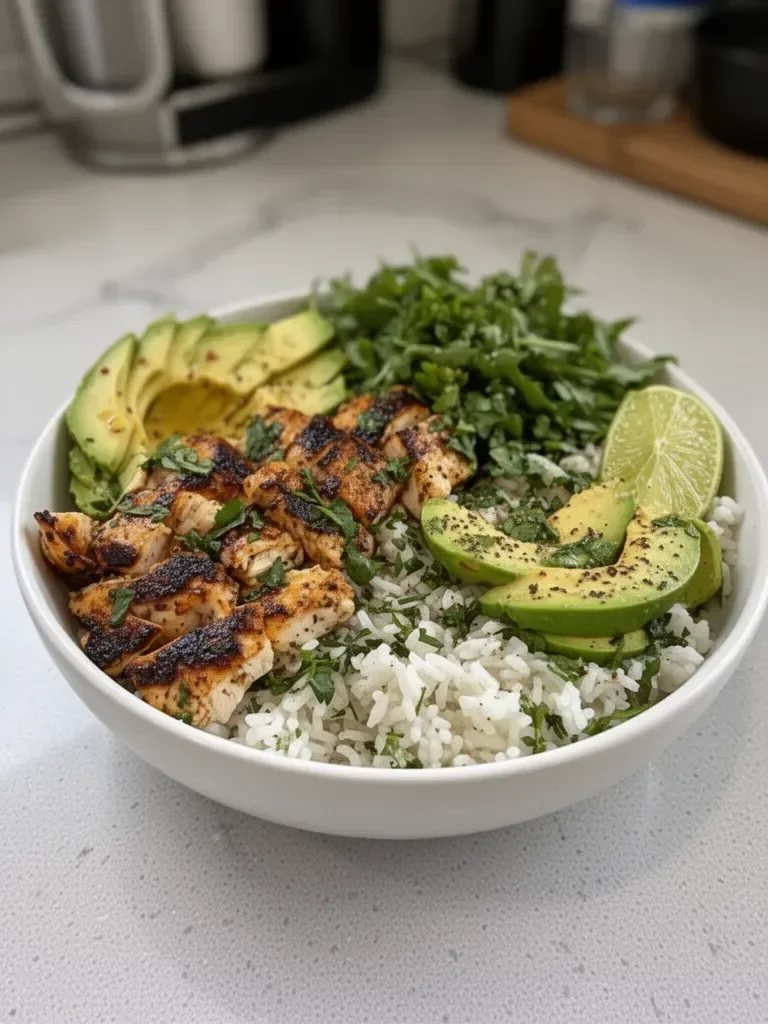 Honey Lime Chicken & Avocado Rice Bowl – High Protein Healthy Dinner Idea