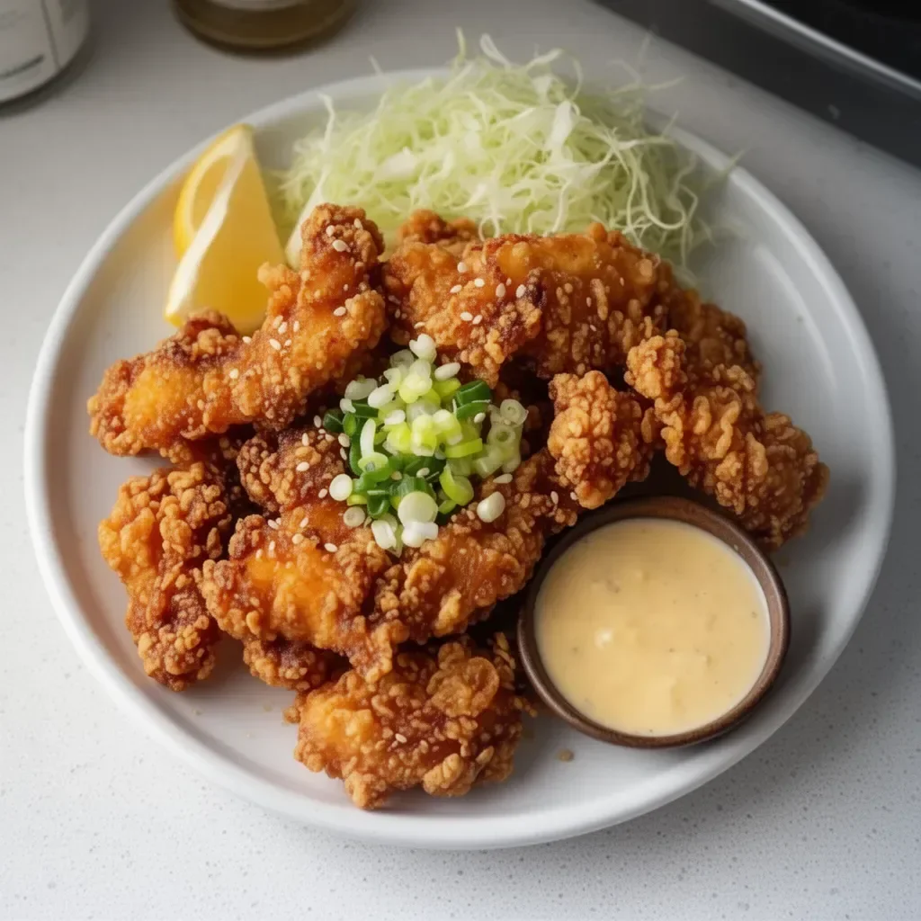 Deliciously crispy karaage served with dipping sauce