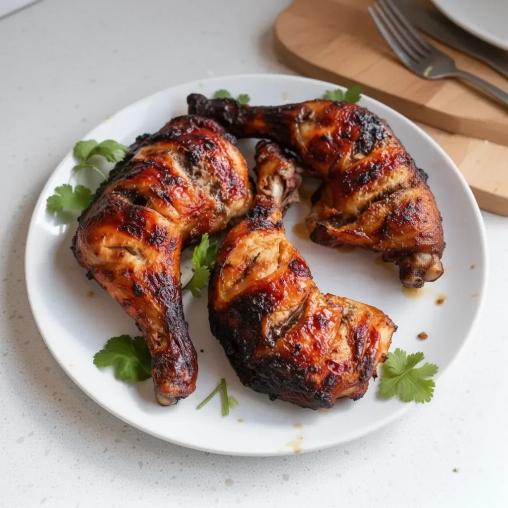 Kalbi Chicken Legs cooked in an air fryer, golden brown and juicy