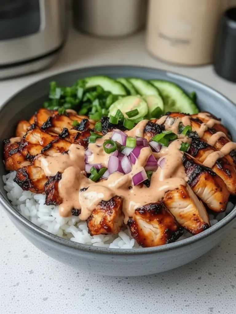 Korean BBQ Chicken Bowls with Gochujang Cream Sauce