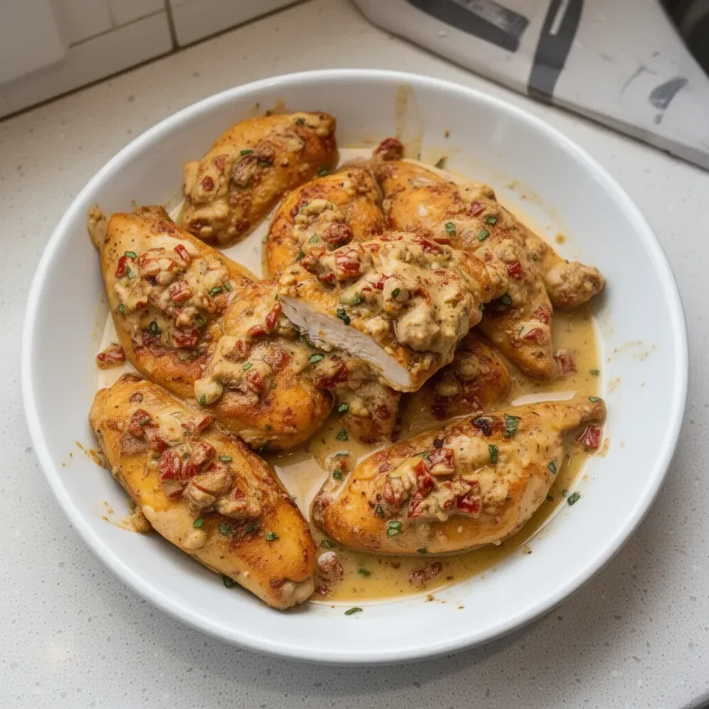 Delicious Marry Me Chicken served with creamy sauce and herbs.