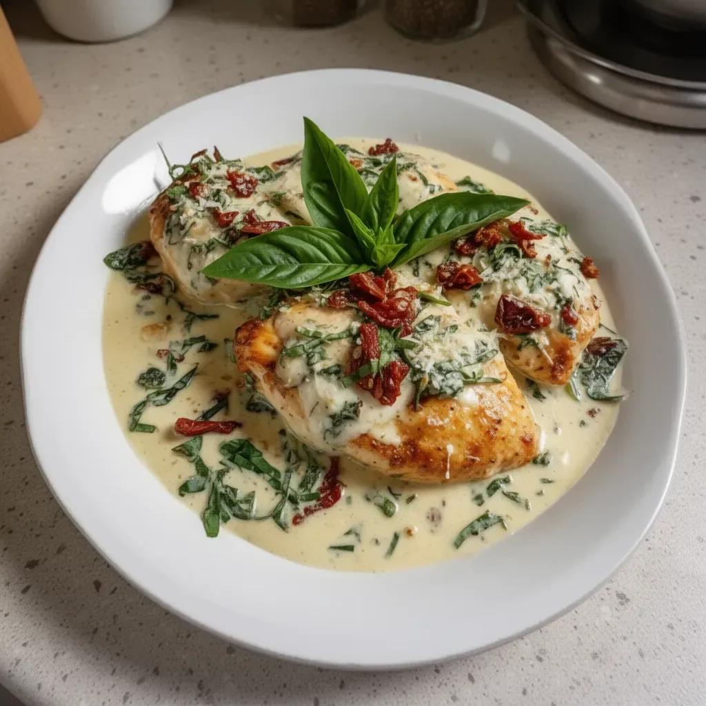 Delicious Mozzarella Chicken in Basil Cream Sauce