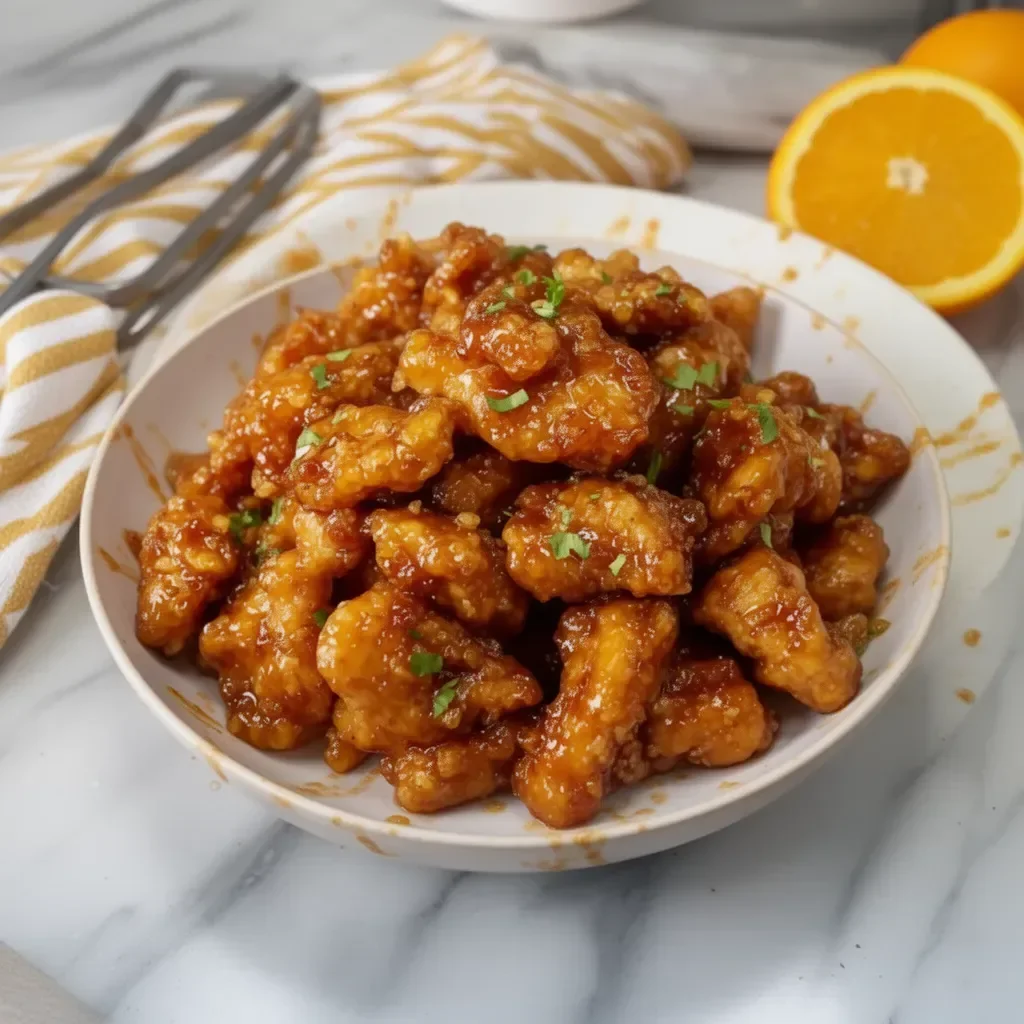 Delicious Panda Express Orange Chicken served with rice