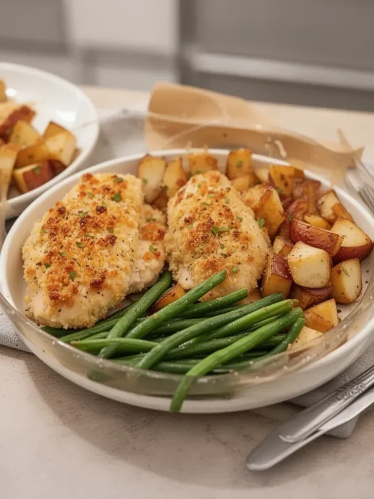 Parmesan Crusted Chicken Sheet Pan Dinner
