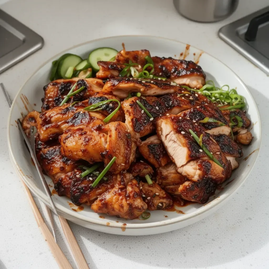 Deliciously grilled meats and veggies in Korean BBQ setting