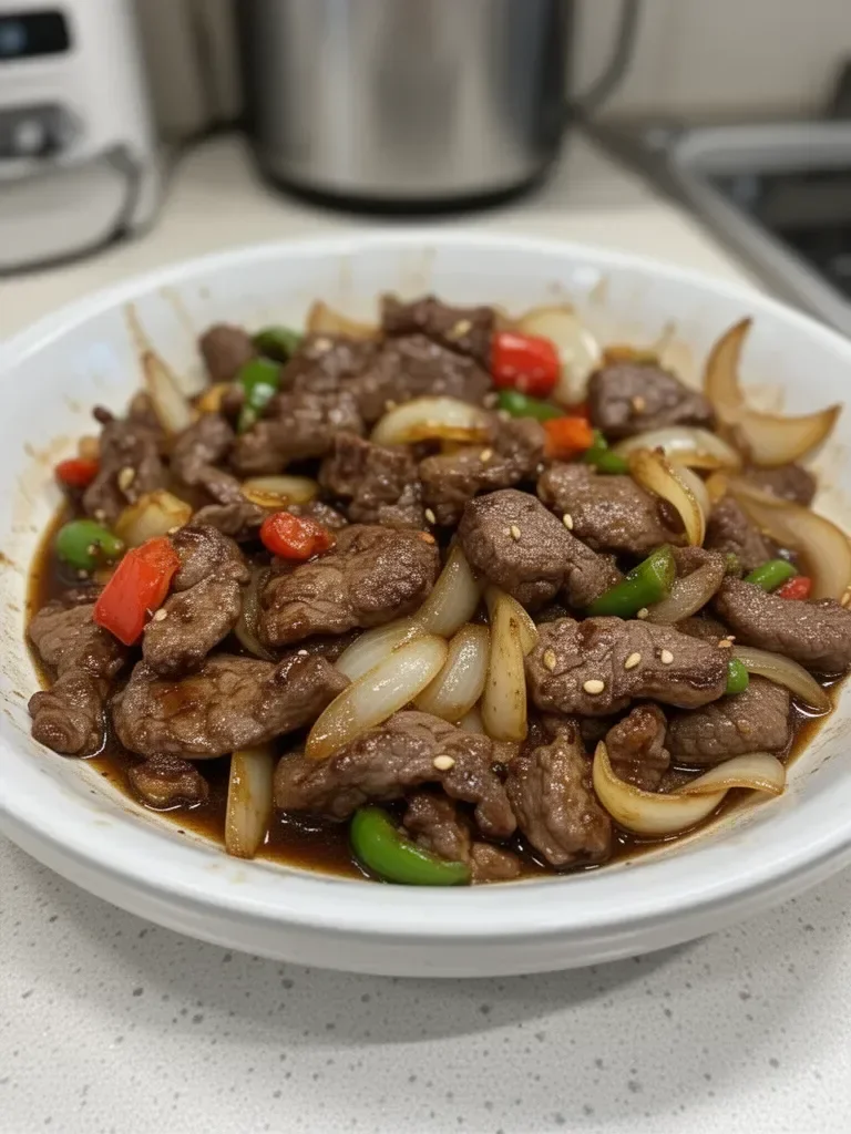 Sizzling Chinese Pepper Steak with Onions