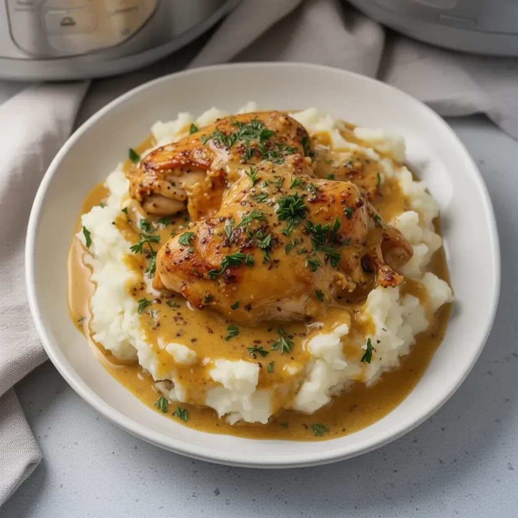 Delicious slow cooker honey mustard chicken served on a plate
