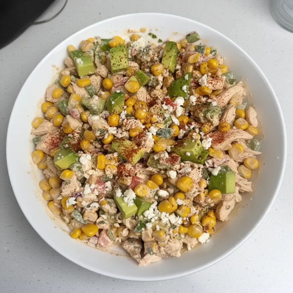 Delicious Street Corn Chicken Salad with fresh ingredients and vibrant flavors.