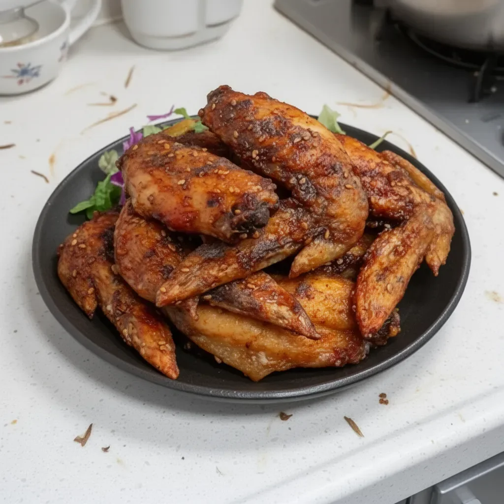 Plate of Yamachan Chicken Wings featuring Nagoya-style tebasaki seasoning