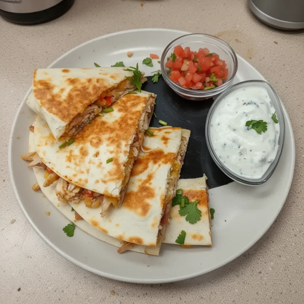 Delicious Chicken Bacon Ranch Quesadillas served on a plate