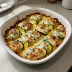 Delicious chicken zucchini bake served in a baking dish