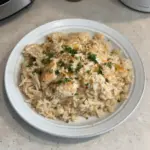 Delicious easy Crock Pot chicken with rice served in a bowl