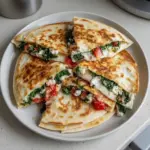 Delicious Mediterranean Quesadilla filled with fresh ingredients and healthy flavors